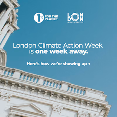 London photo with text that says, "London Climate Action Week is one week away."