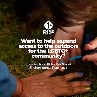 Person getting their nails painted in rainbow colors with text that says, "Want to help expand access to the outdoors for the LGBTQ+ community?"