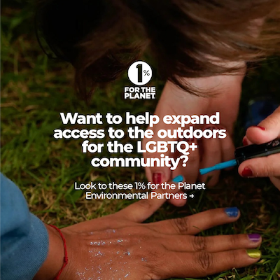 Person getting their nails painted in rainbow colors with text that says, "Want to help expand access to the outdoors for the LGBTQ+ community?"