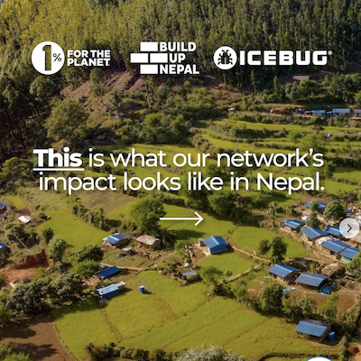 Grassy land with text that says, "This is what our network's impact looks like in Nepal."