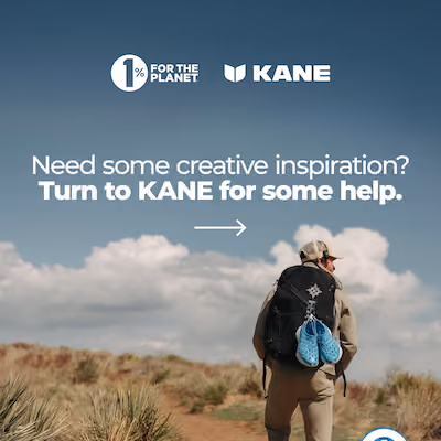 A man walking away with text that says, "Need some creative inspiration? Turn to KANE for some help."
