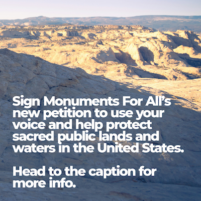 Mountain background calling people to sign a petition.