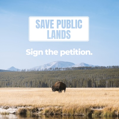 Picture of public lands with text that says: "Save public lands."