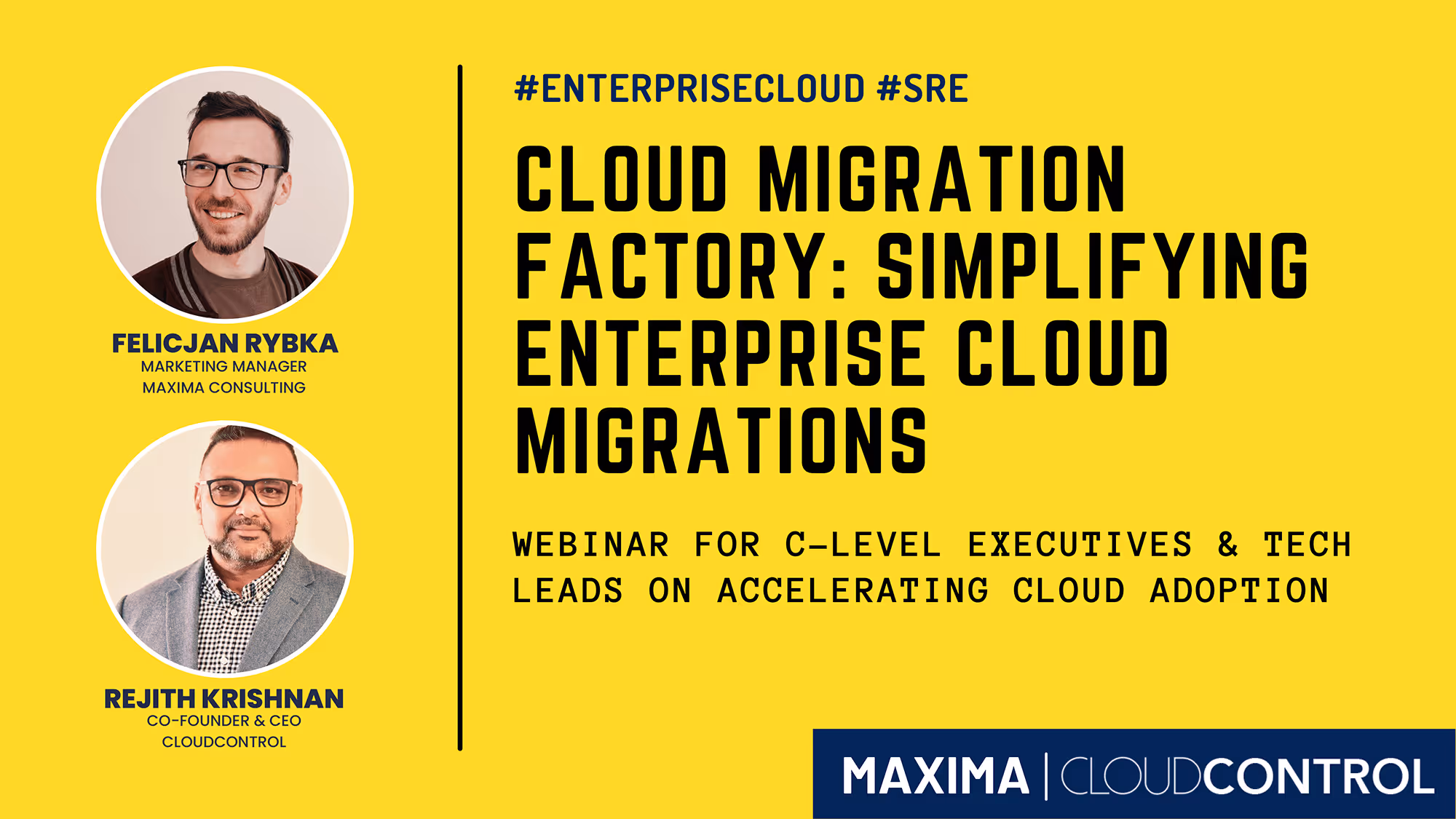 Banner for a cloud migration factory webinar