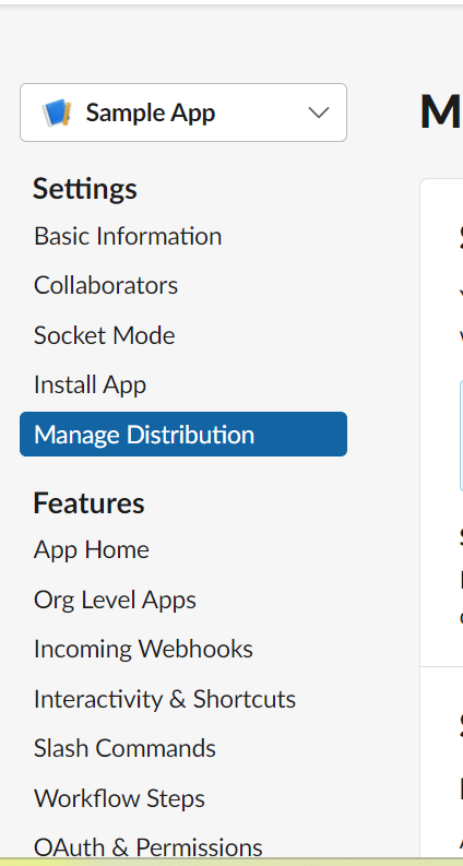 create a slack bot distribution