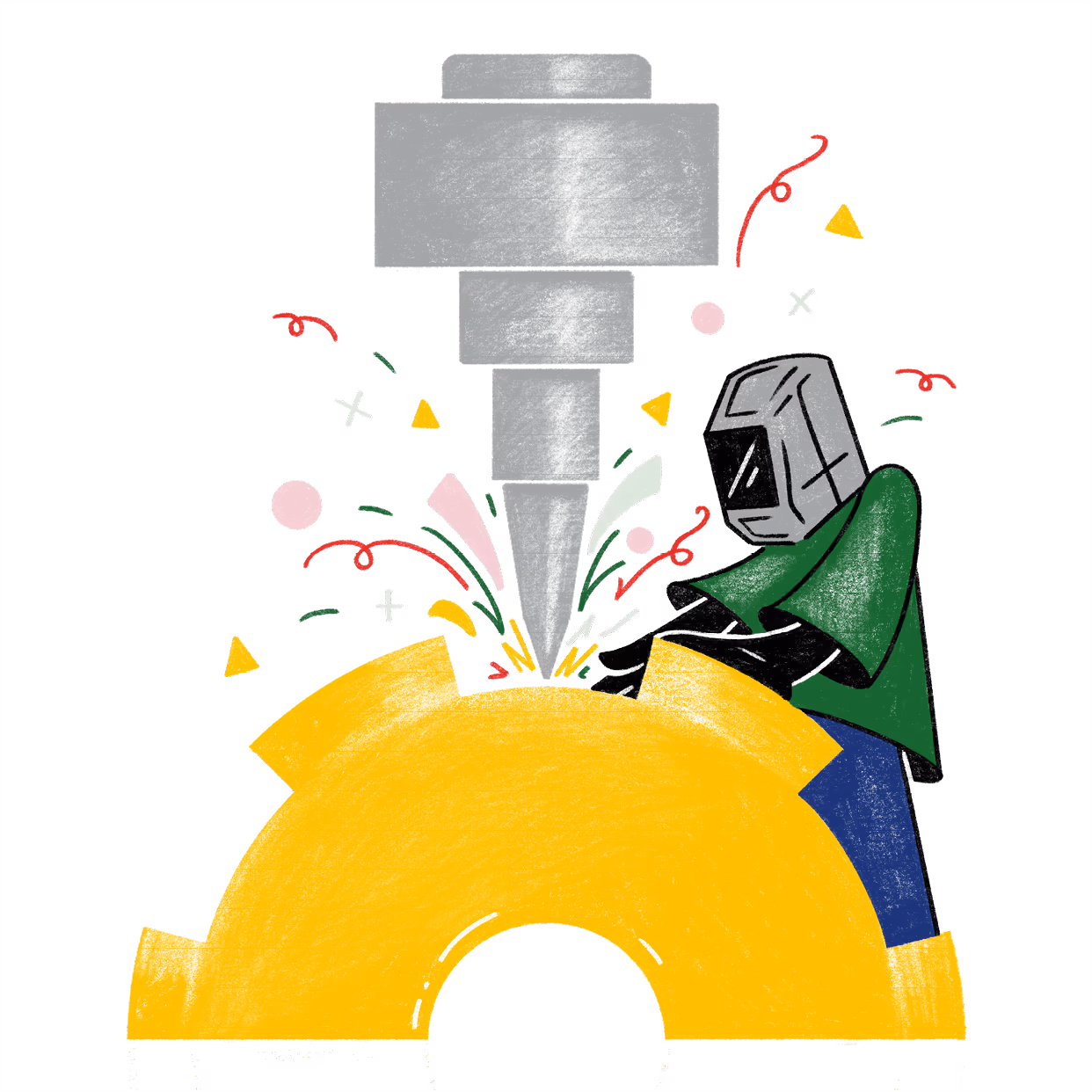 Die Figur dieser Illustration stellt die Kompetenz der Fachkräfte in intregrativen Betrieben der metallverarbeitenden Branche dar.
