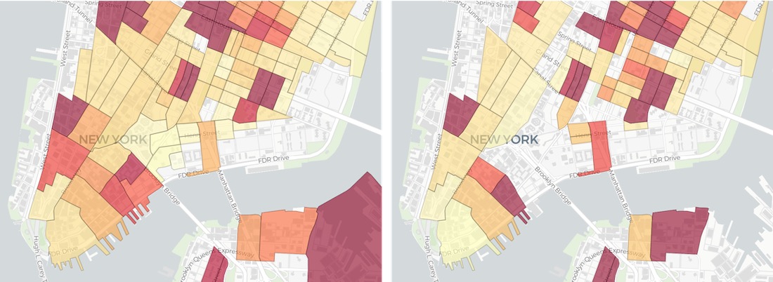 Screenshot showing the decrease in spending at Grocery Stores in New York