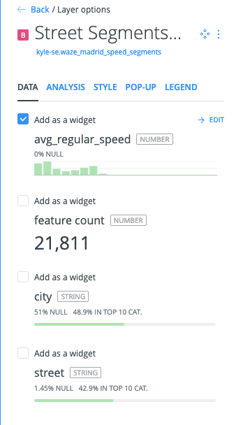 A screenshot showing how to add a histogram widget