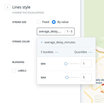 A screenshot showing how to style the line segment width