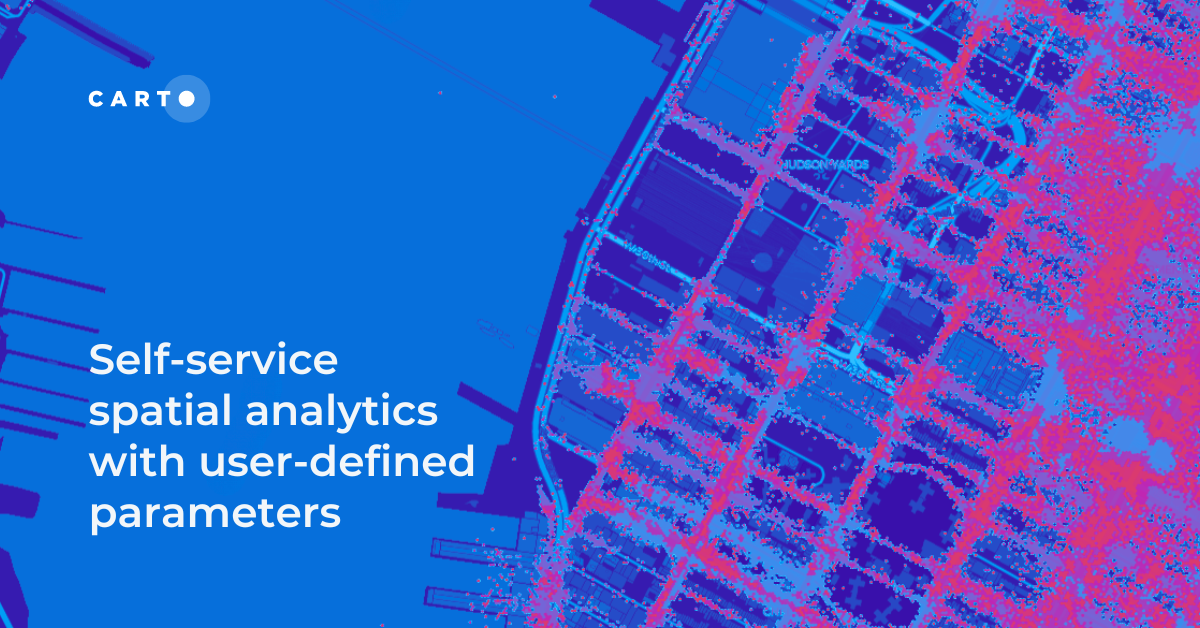 Self-service spatial analytics with user-defined parameters