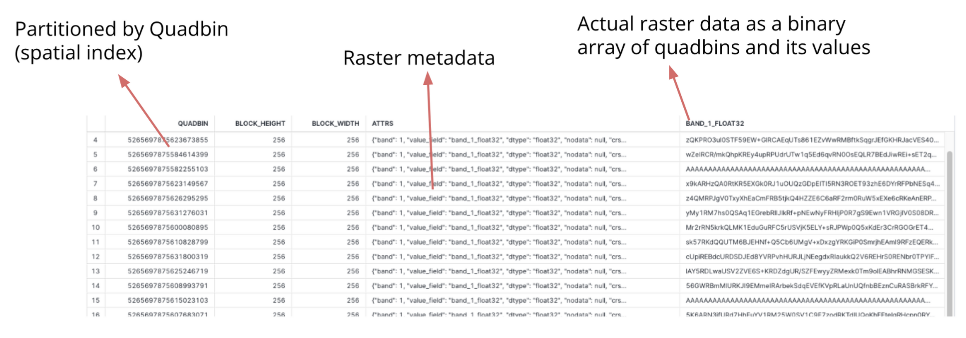 A diagram explaining the structure of raster data