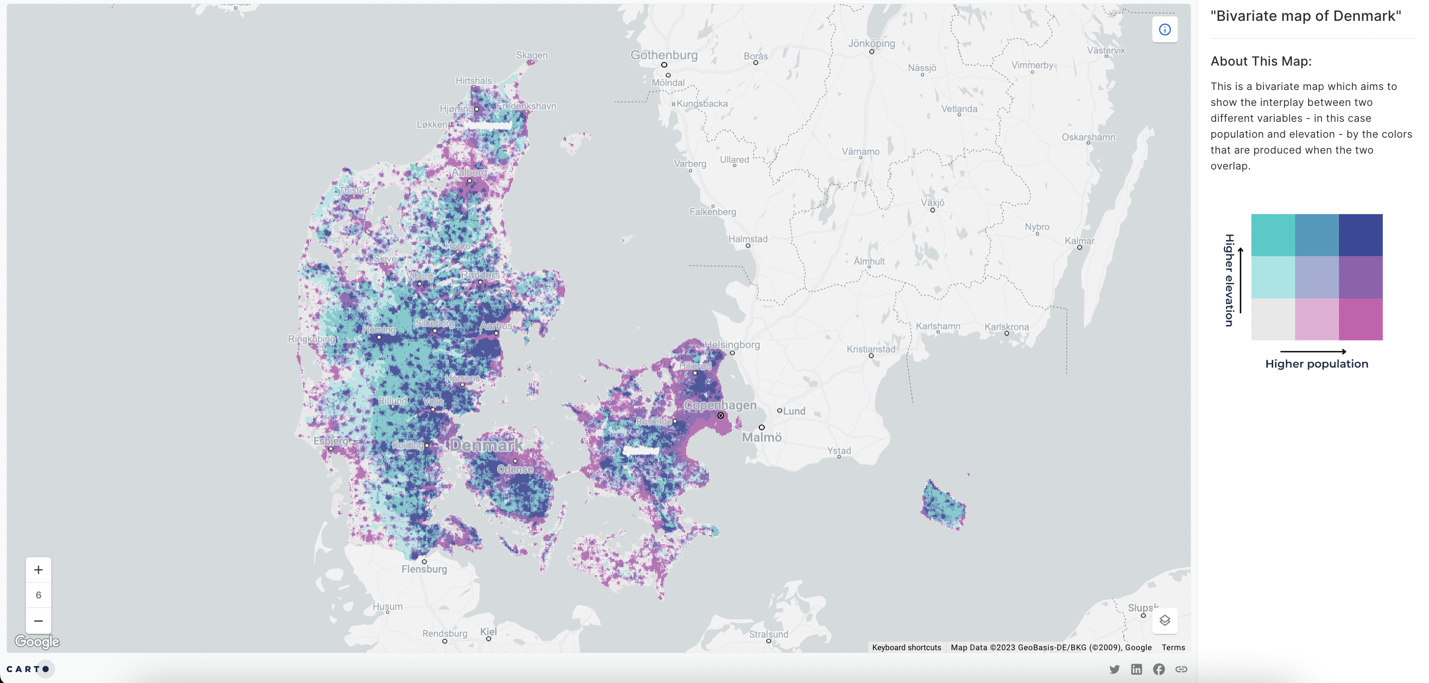 A bivariate map of Denmark