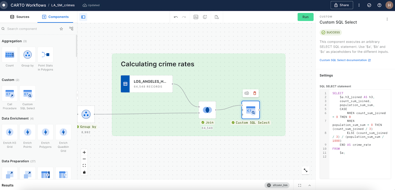 Calculating crime rates from raw crime data