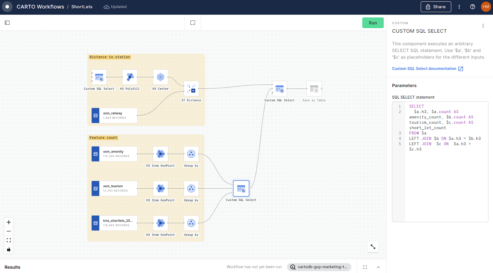 A screenshot of the combined workflow