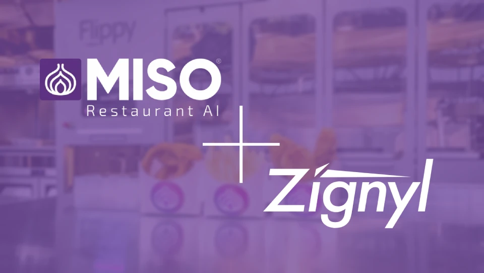 Miso plus Zygnyl lettering against a automatic fry station as backdrop.