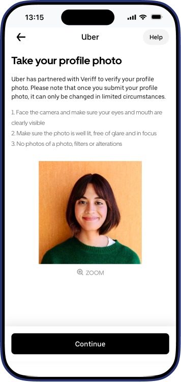 Uber Driver app upload profile photo screen