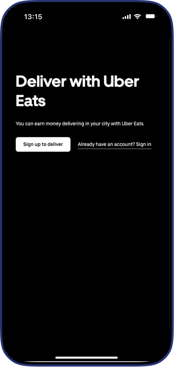 Uber Driver app start your application screen