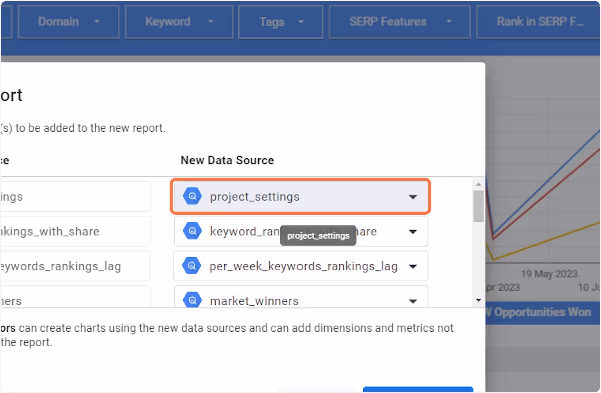 Find and switch to your data sources in Big Query