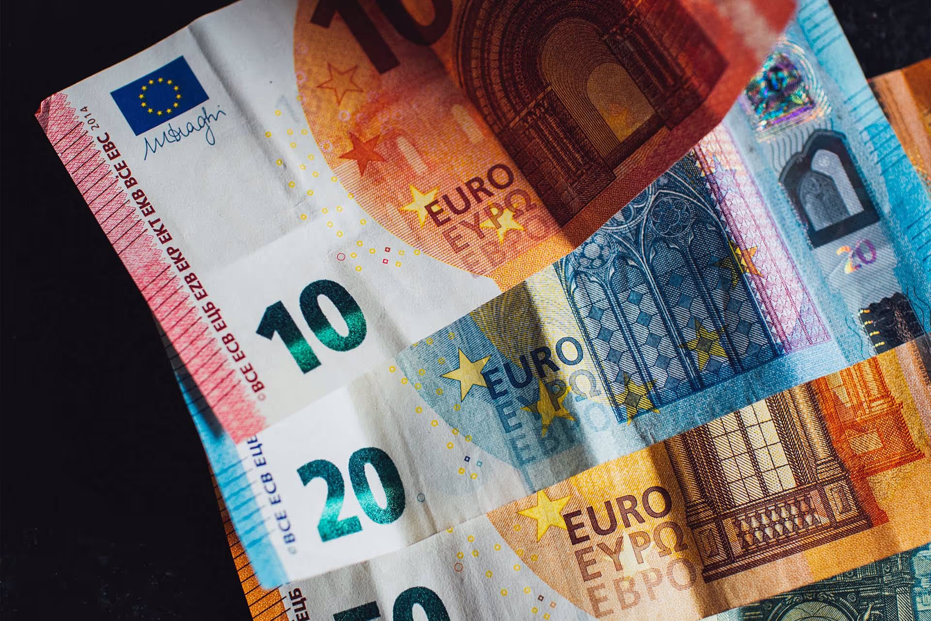 A few Euro bills representing Salary.