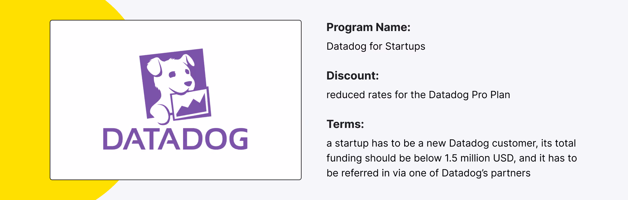 Datadog for Startups Discount Program