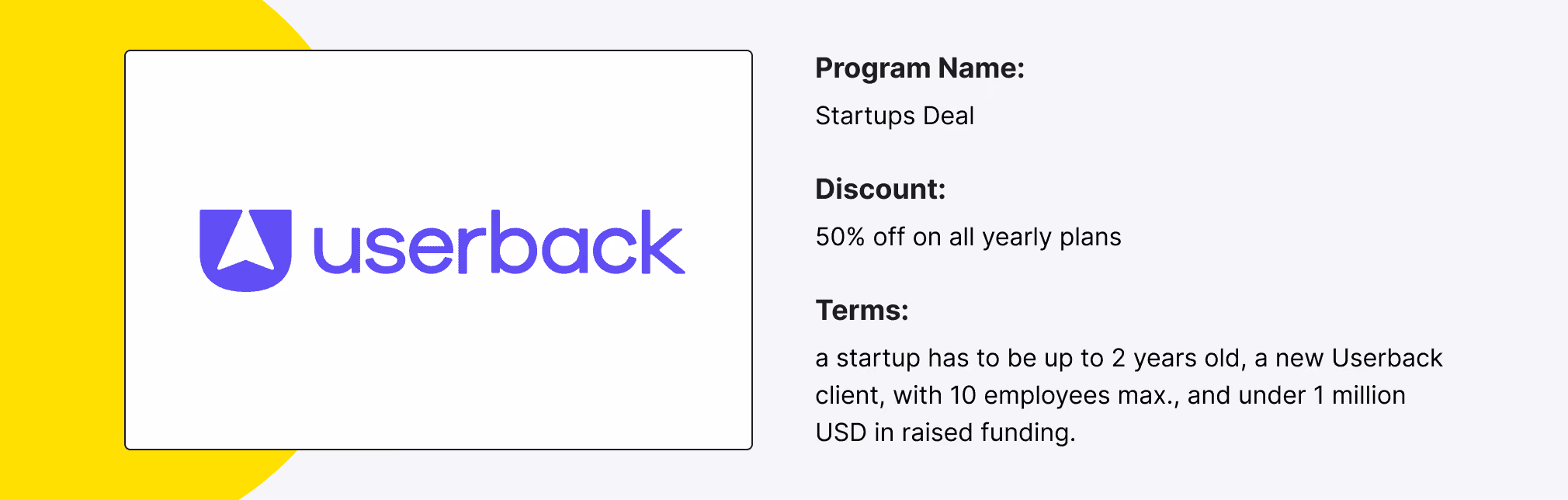 Userback for Startups Discount Program