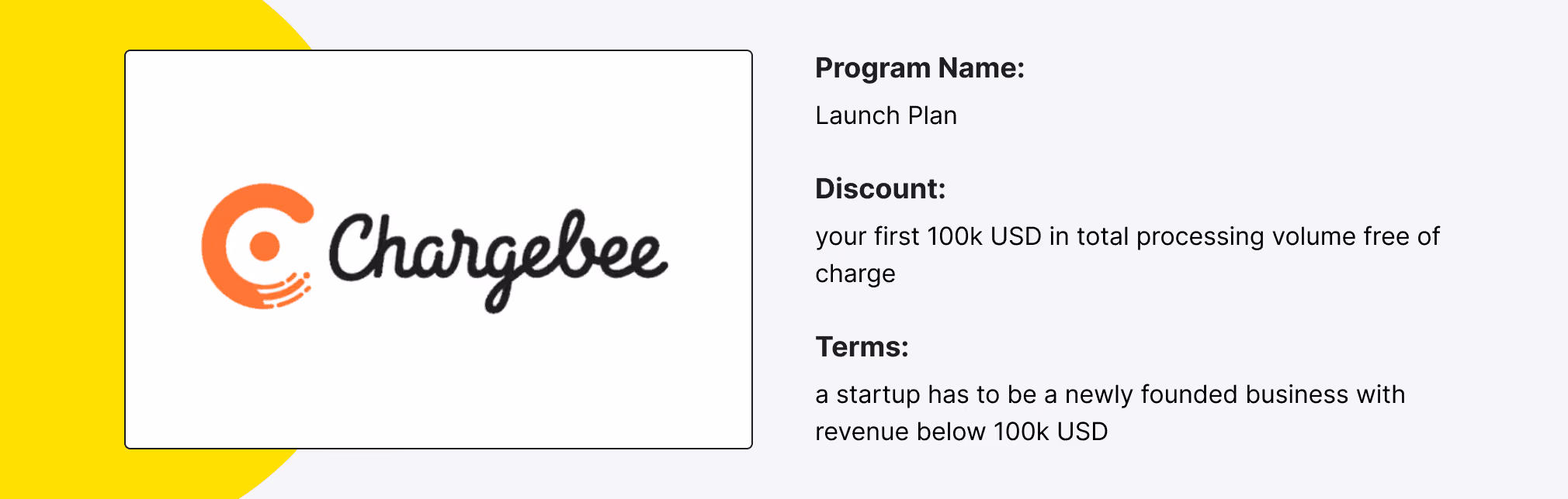 Chargebee for Startups Discount Program