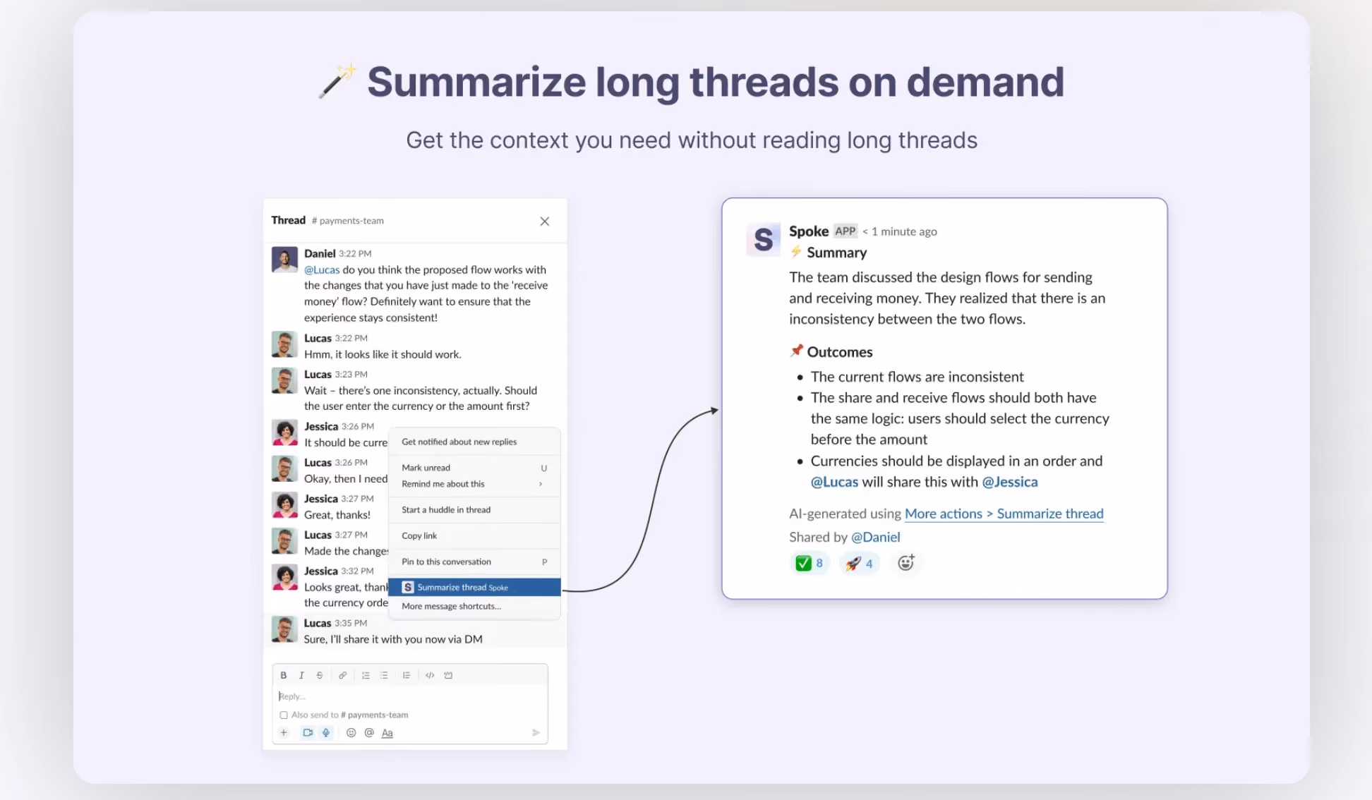 Spoke.ai summarize thread request