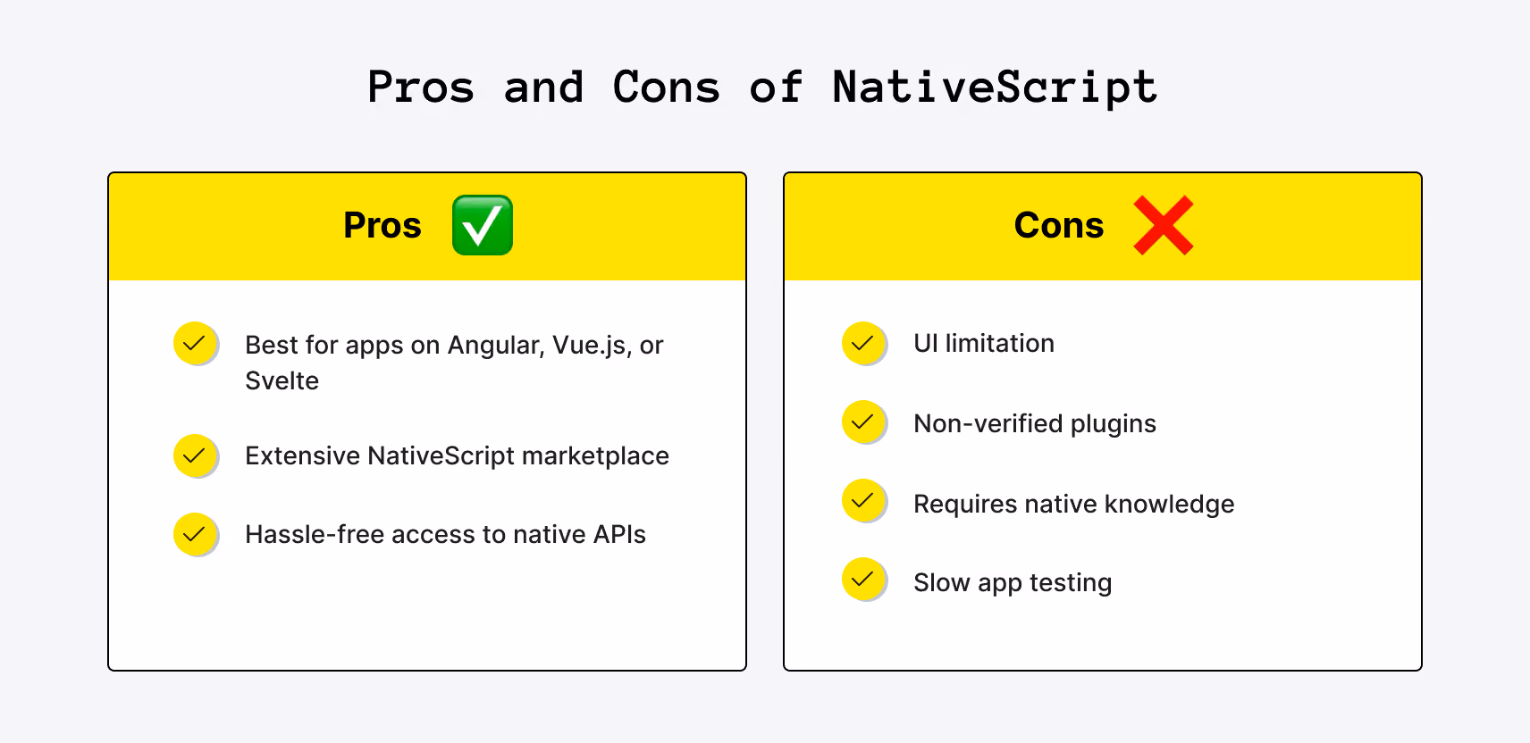 Pros and Cons of NativeScript
