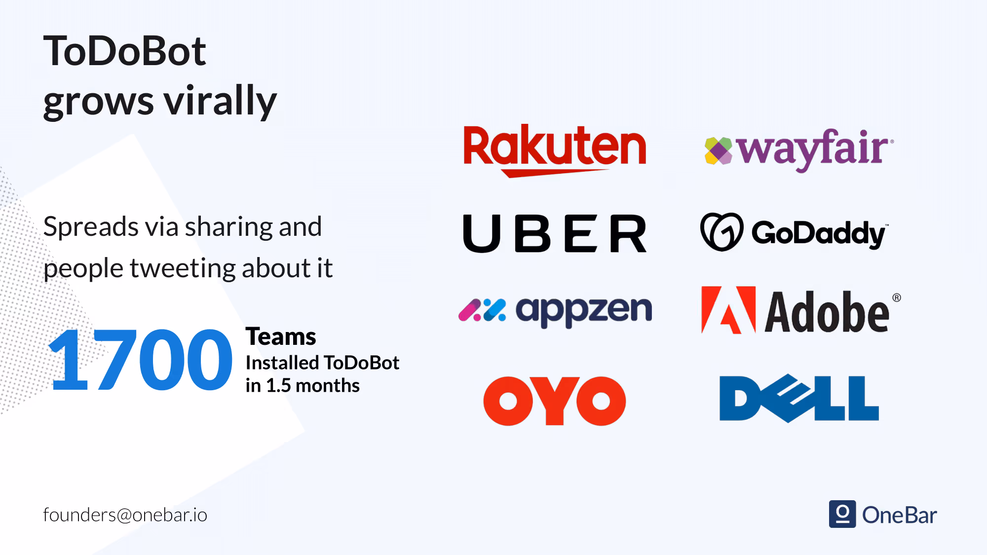 One Bar Pitch Deck - Proof of Traction Slide