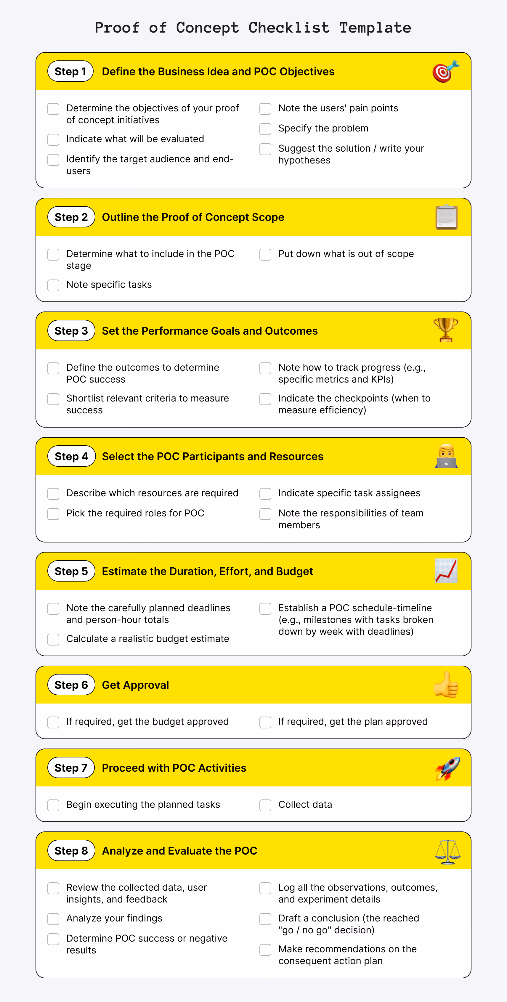 Proof of Concept Checklist Template