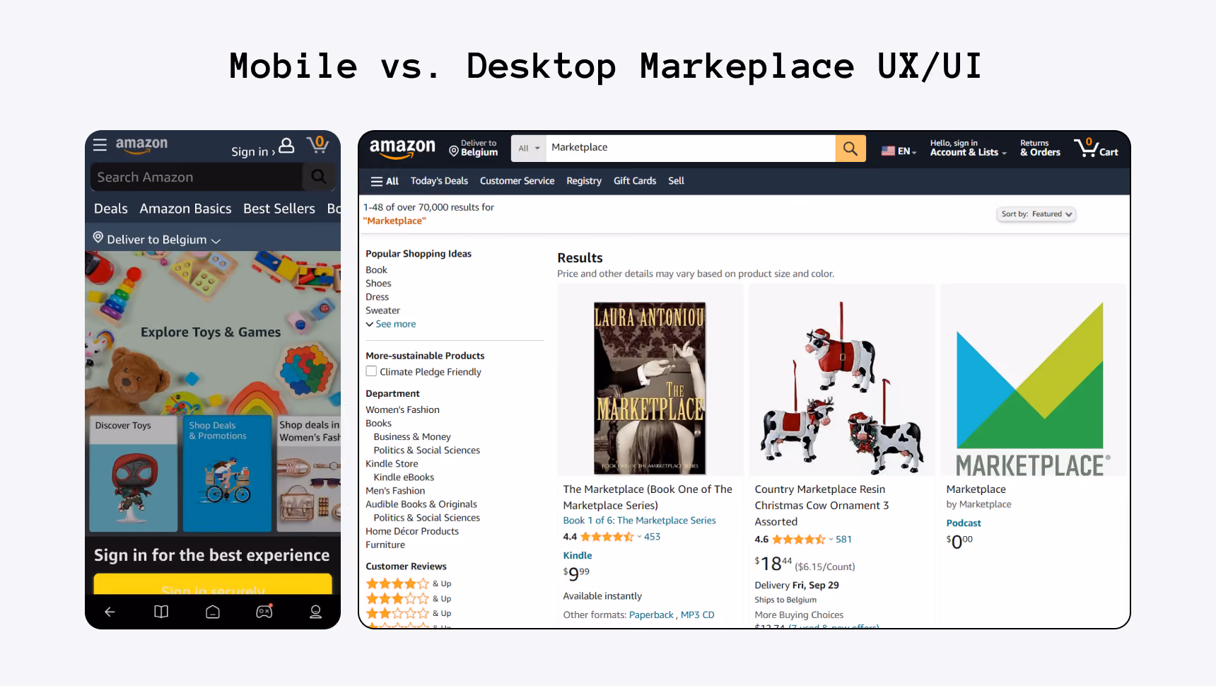 Mobile vs Desktop Marketplace UX/UI