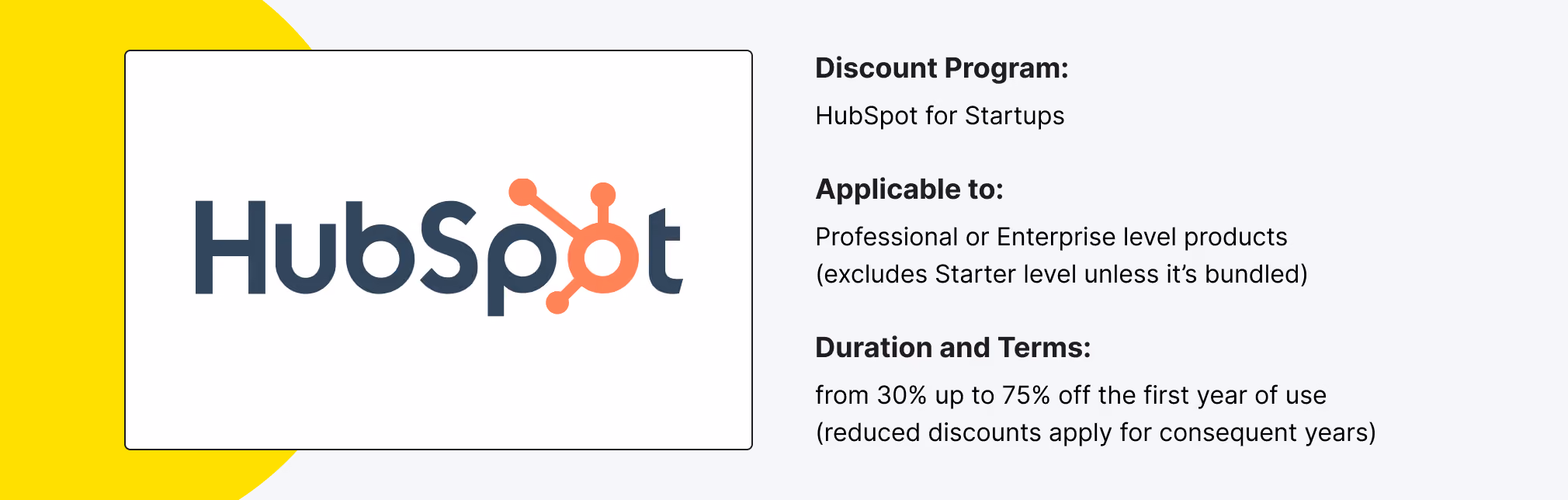 HubSpot for Startups Discount Program