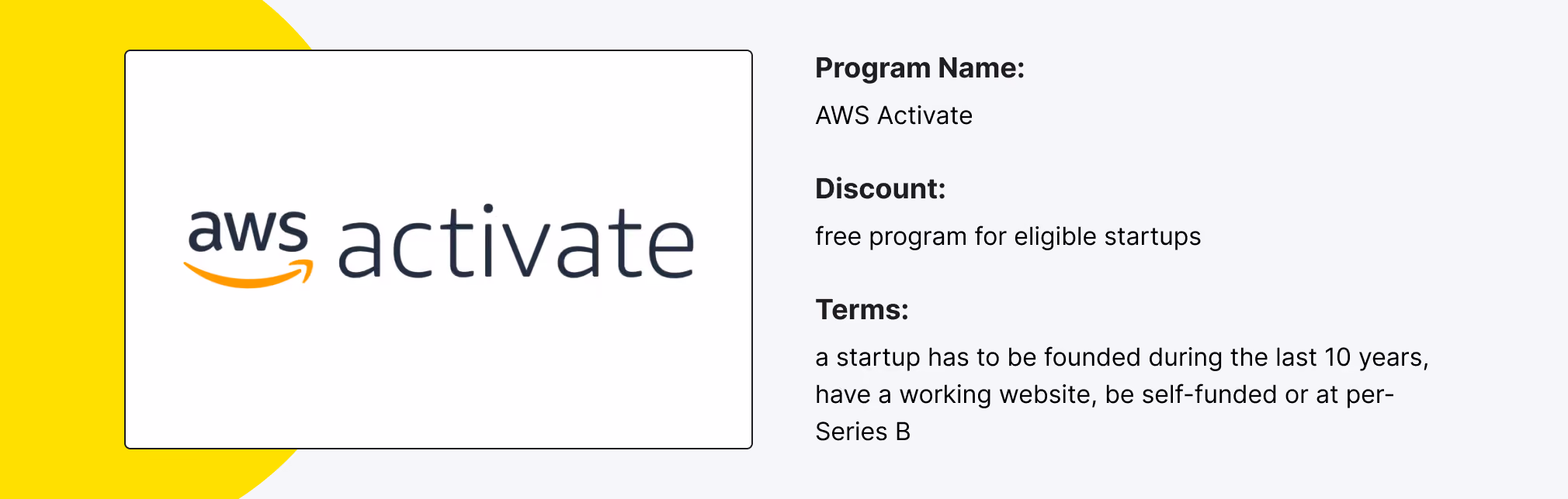 AWS Activate Startups Discount Program