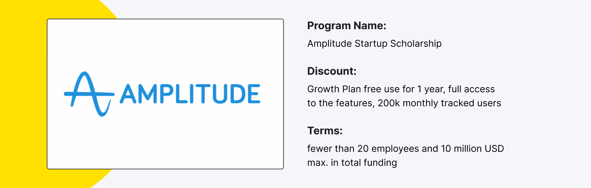 Amplitude Startup Scholarship Discount Program