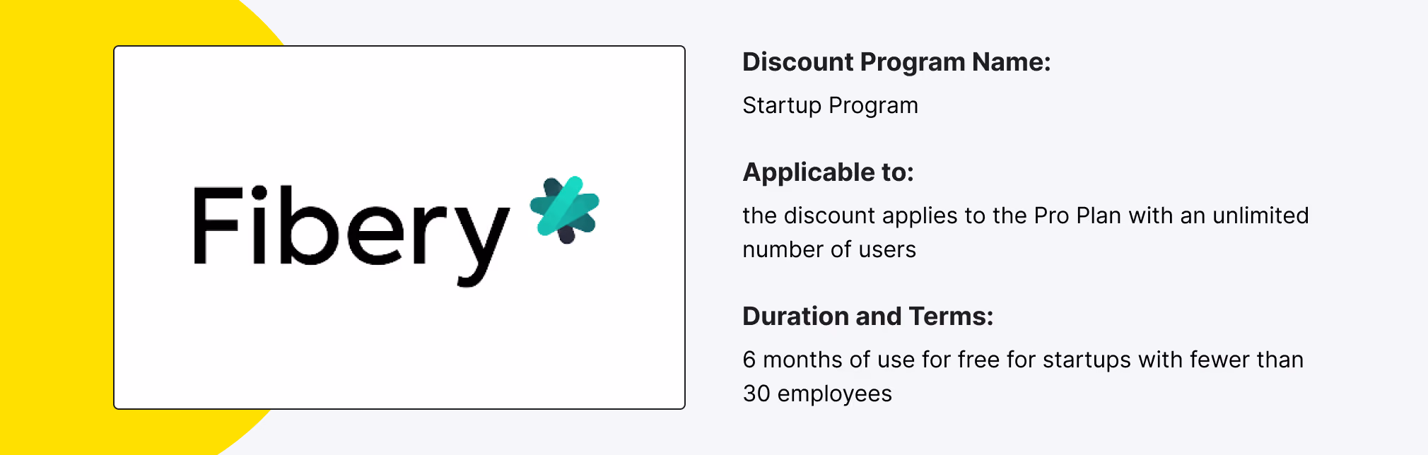 Fibery for Startups Discount Program