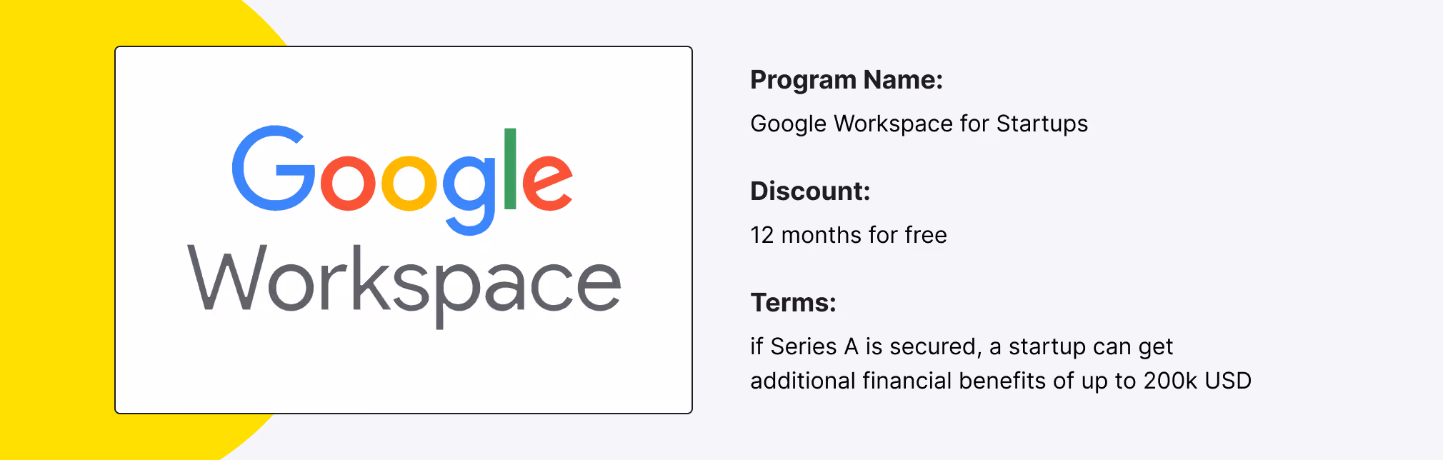 Startup Discounts by Google Workspace