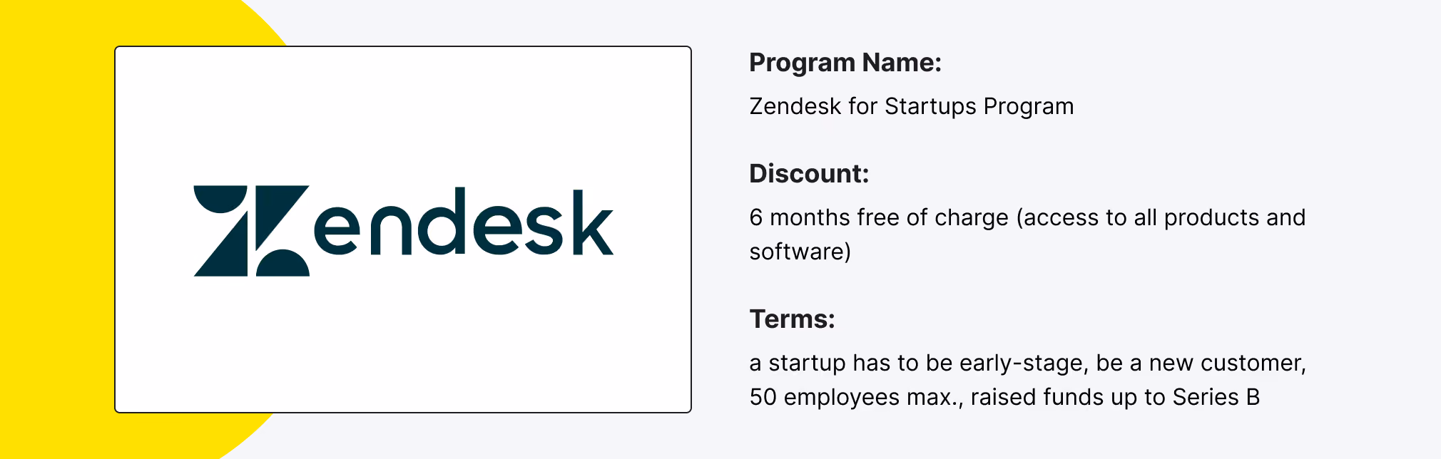 Zendesk for Startups Discount Program
