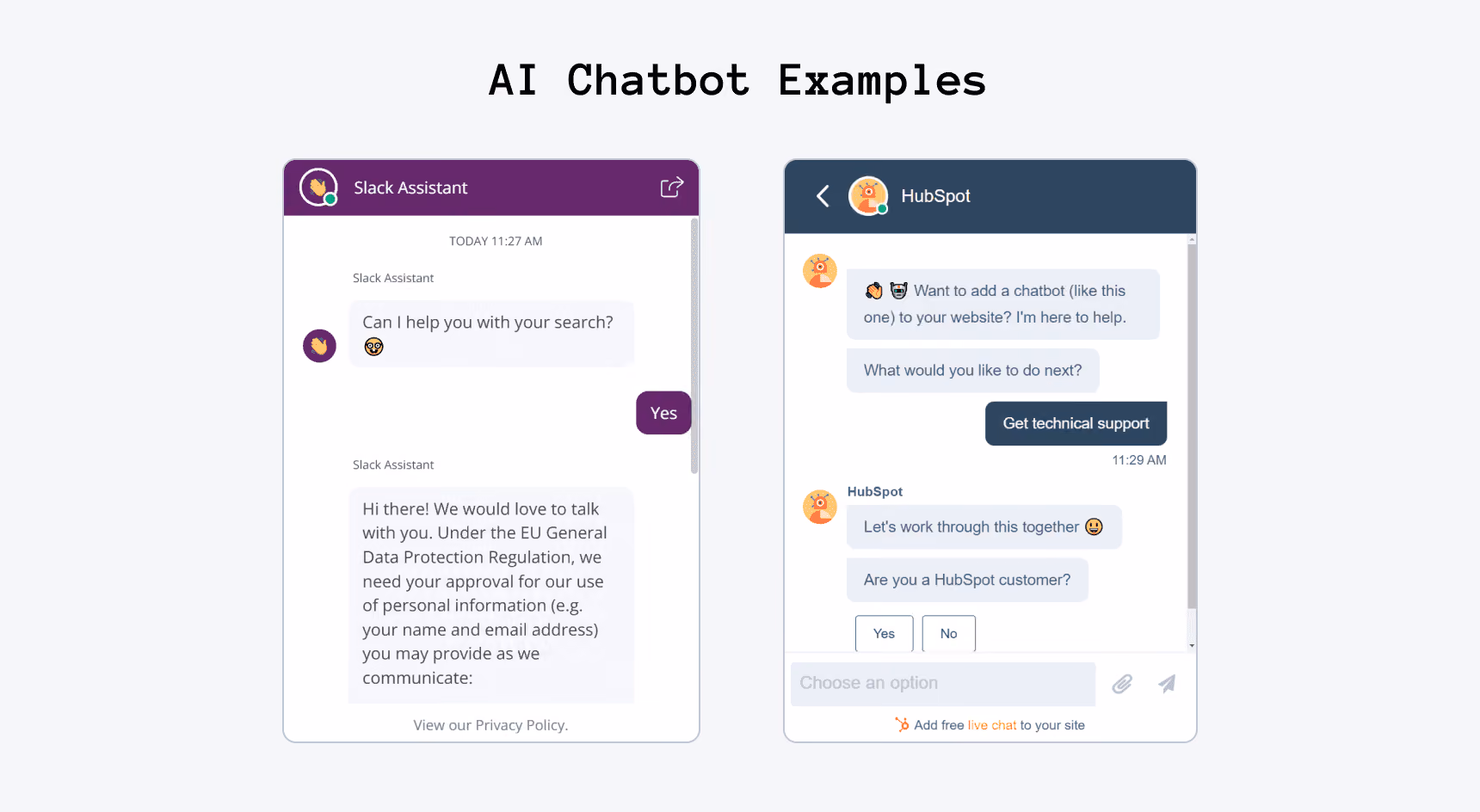 AI chatbot examples