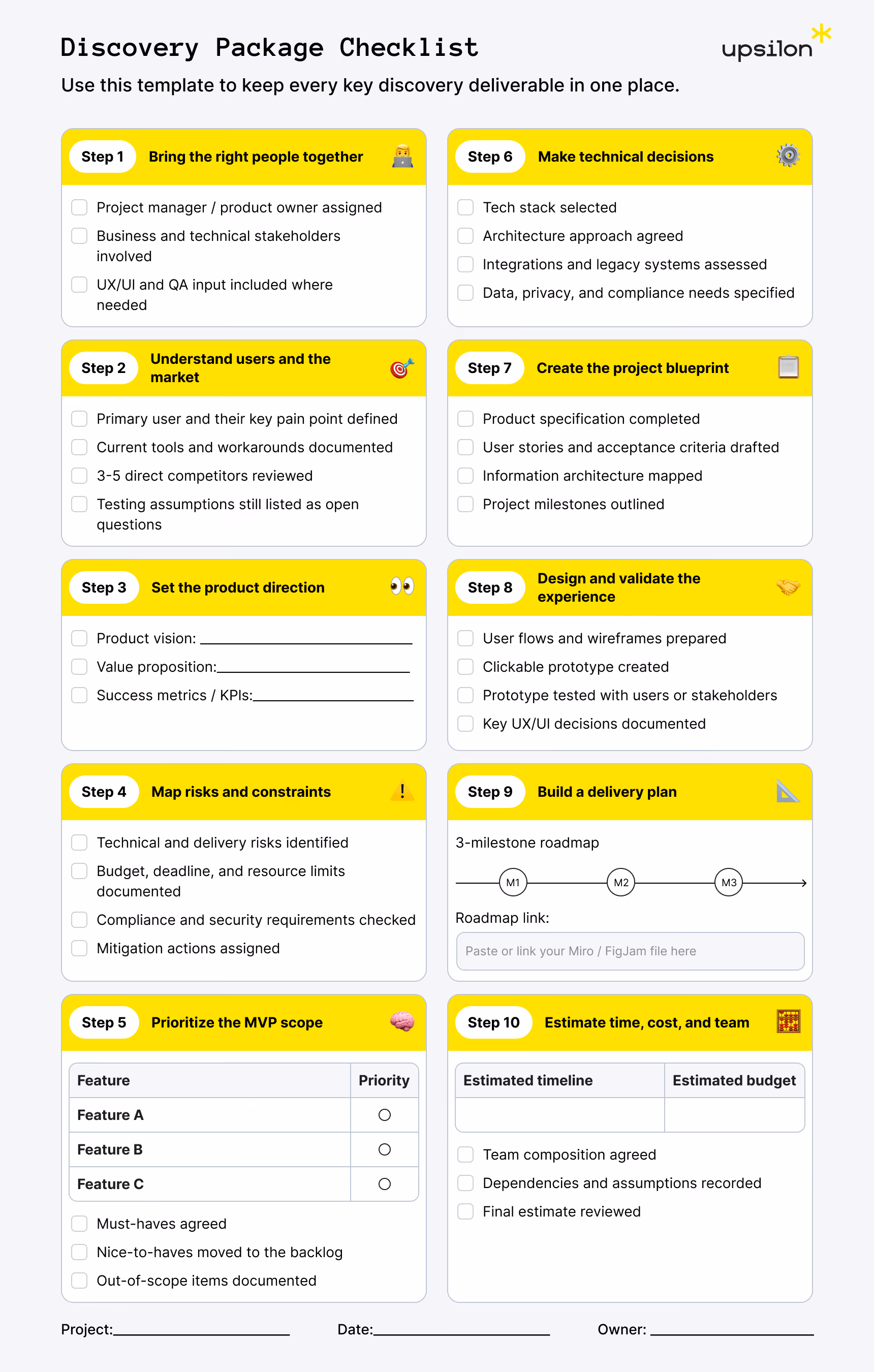 Discovery Package Checklist