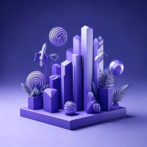 3D render of a startup icons, vertical graph bars, symbolizing business setup and business growth in Panama