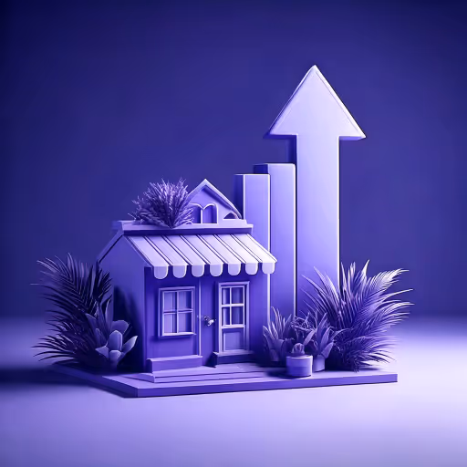 3D illustration of a small business storefront with a downward tax chart, representing tax reduction for MIPYMES in Panama.