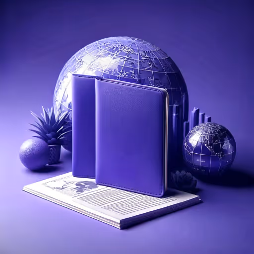 3D render of European and Panamanian passports next to investment papers and a globe, representing residency by investment
