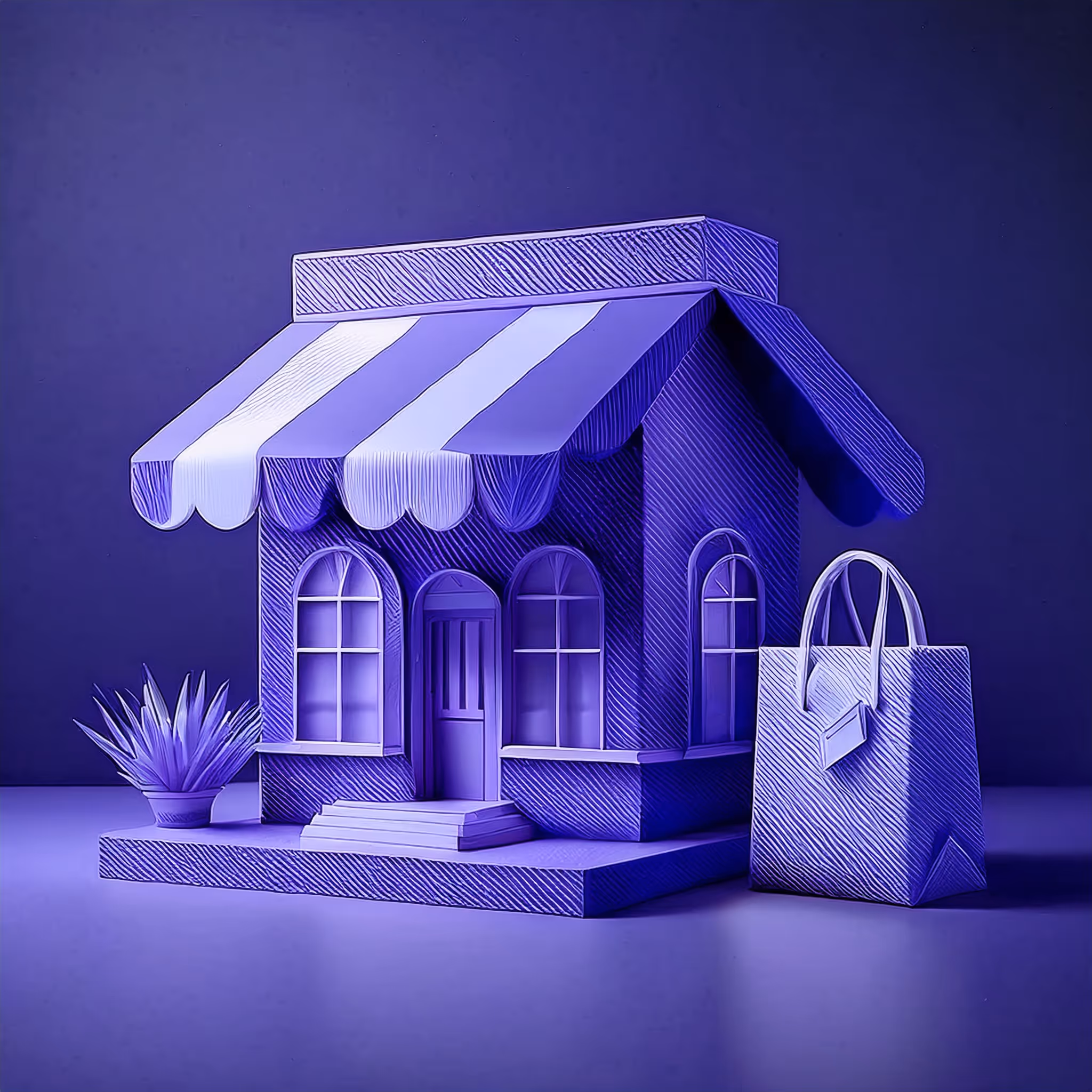 3D rendering of a retail store icon, shopping bag, symbolizing starting a retail business as a foreigner