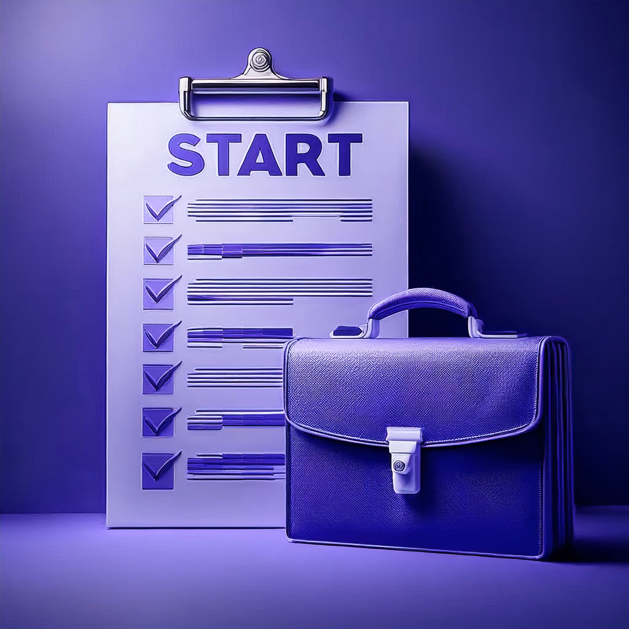 3D render of a checklist, briefcase, and incorporation document, representing how to form a business in Panama