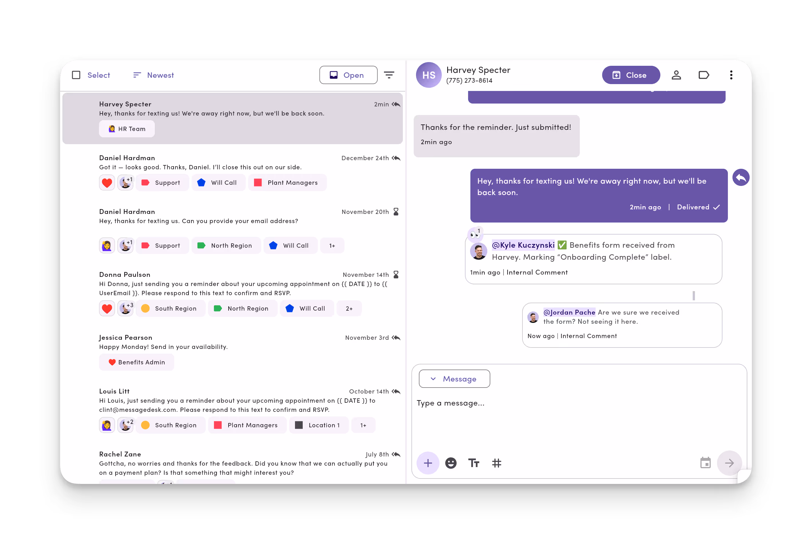 hr inbox conversations