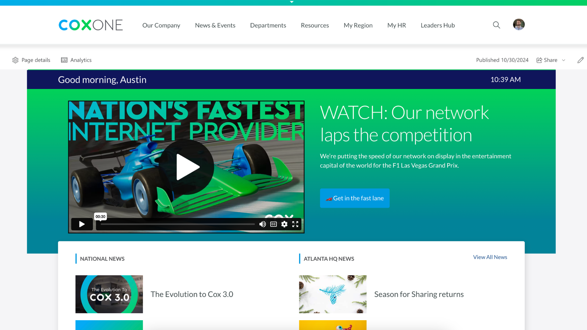 Example of the hero video