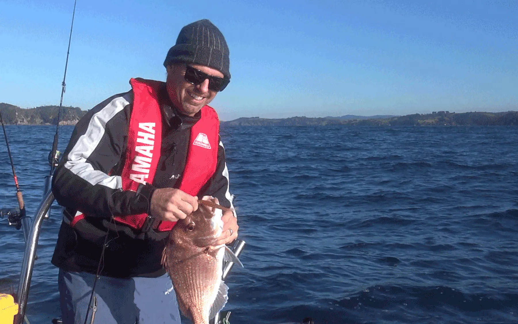 The author with a nice winter pannie on a softbait