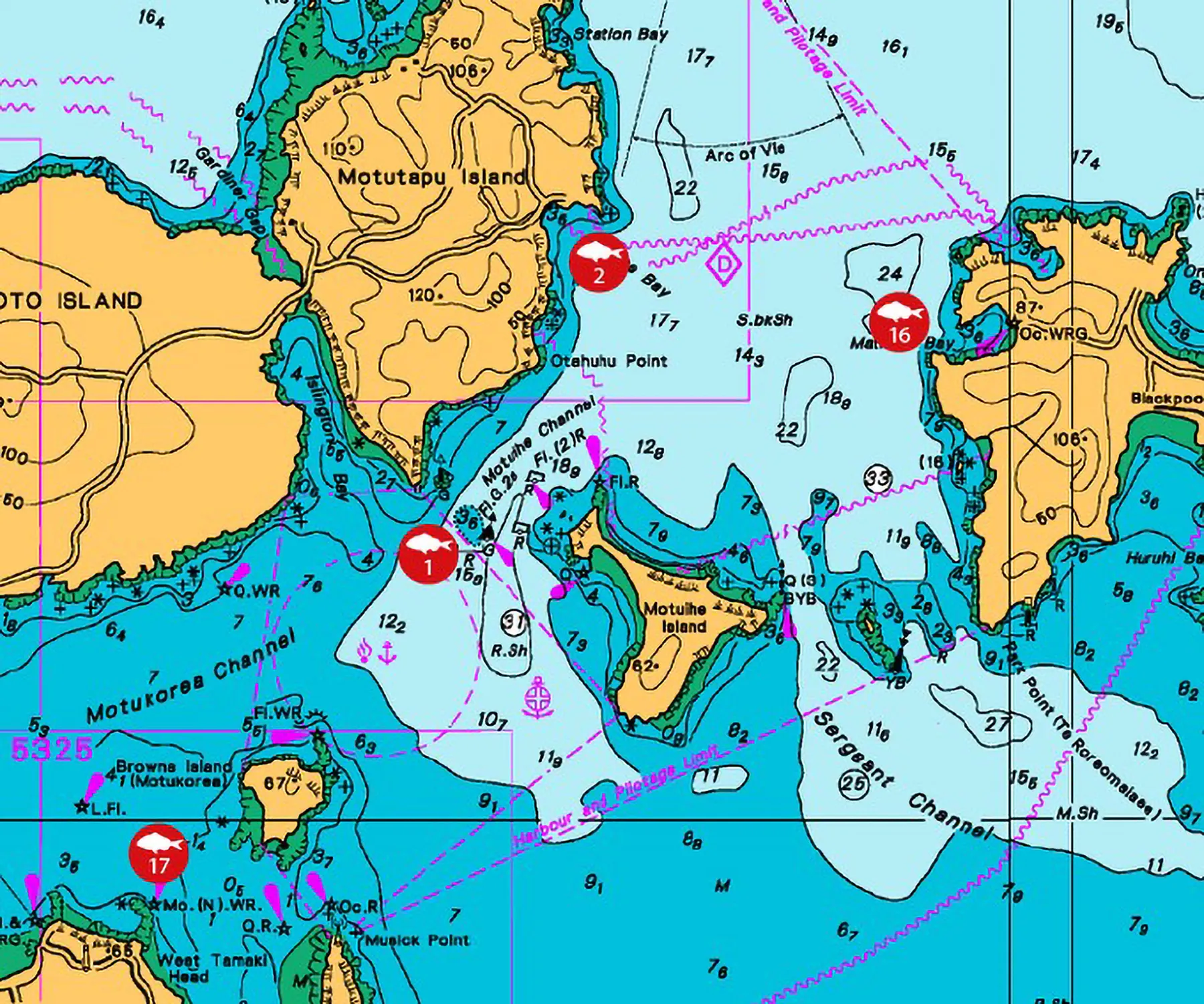 Fishing spots Musick Point to Matiatia, Waiheke Island