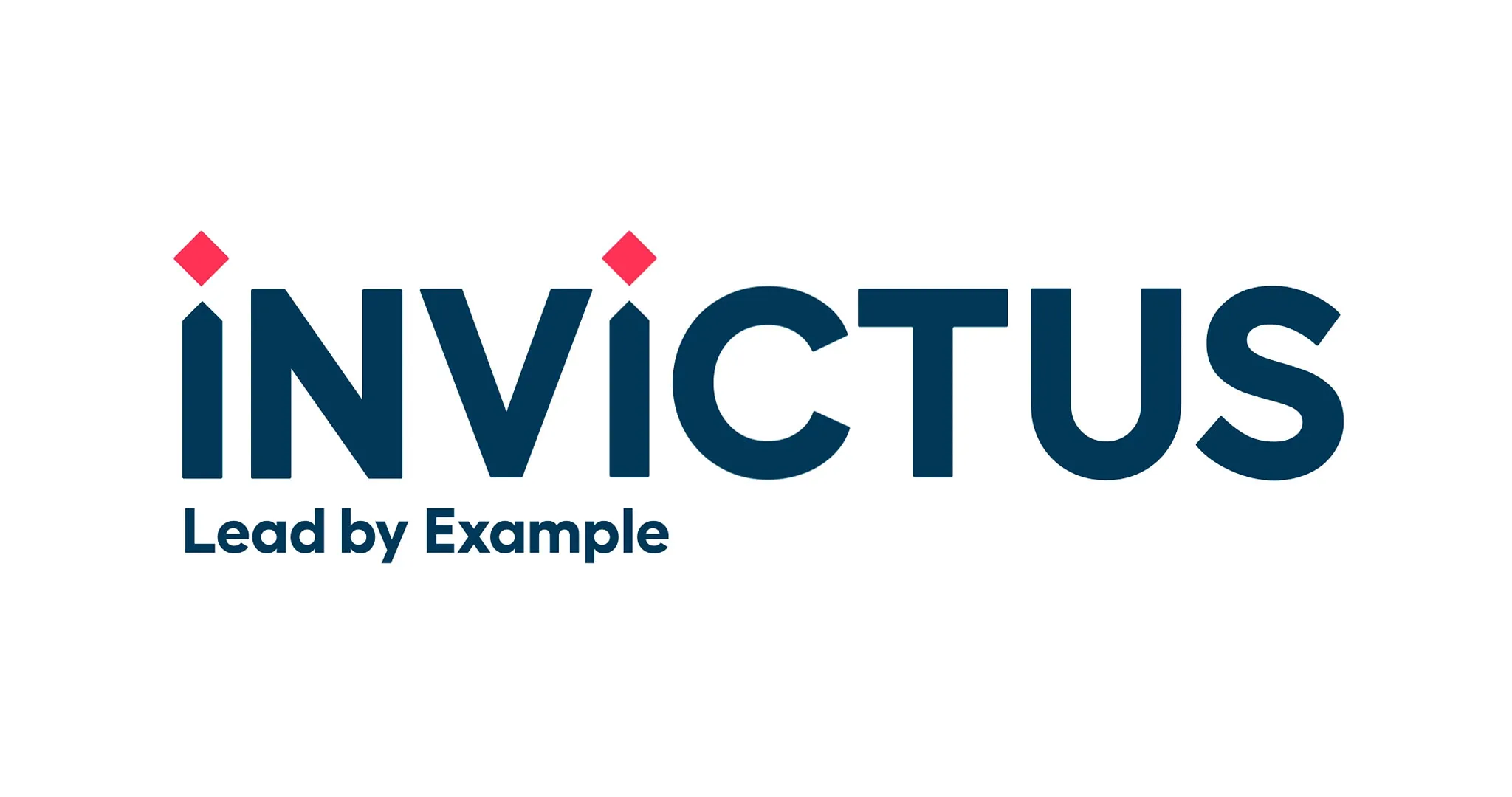 Logo with text 'INVICTUS' and tagline 'Lead by Example', with red diamond shapes above the I letters.