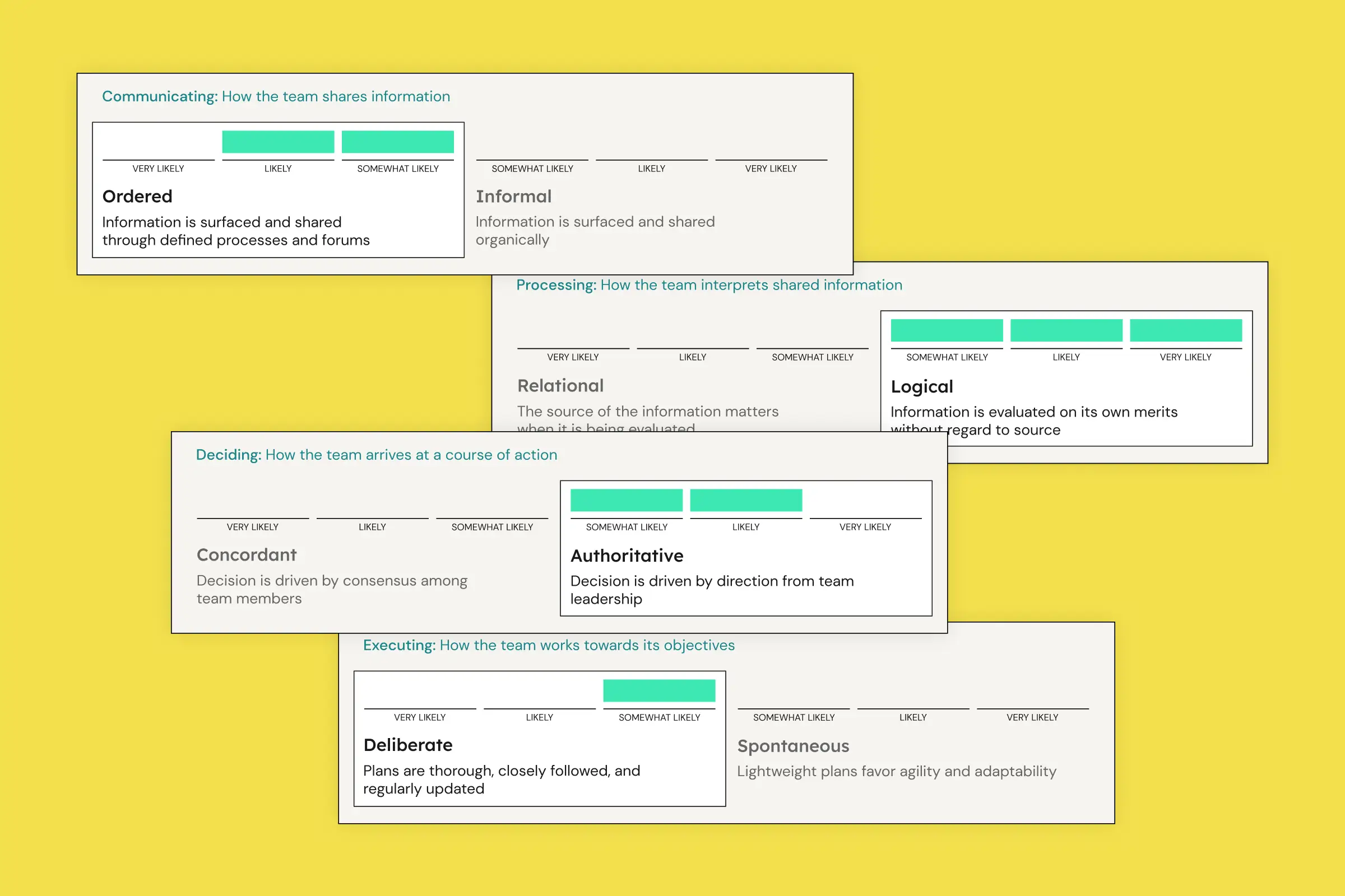 Graphical depiction of the TeamDynamics analysis you receive as a user.